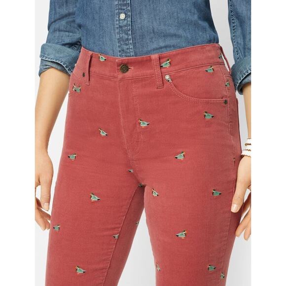Talbots Stretch Corduroy Straight Leg Mallard Embroidered Pants Size 4 Petite - Picture 2 of 9